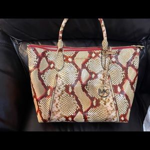 Lenox Large Python Embossed Leather Satchel